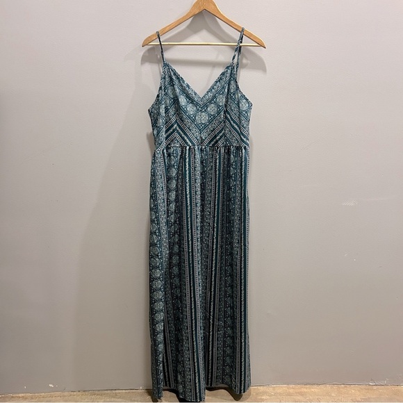 Dark Teal Bohemian Maxi Dress 1XL - Picture 2 of 5